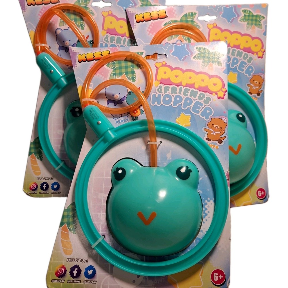 KESS Poppo Friends Hopper Jump Rope Toy Green Frog  6+ 2024 **Lot of 3